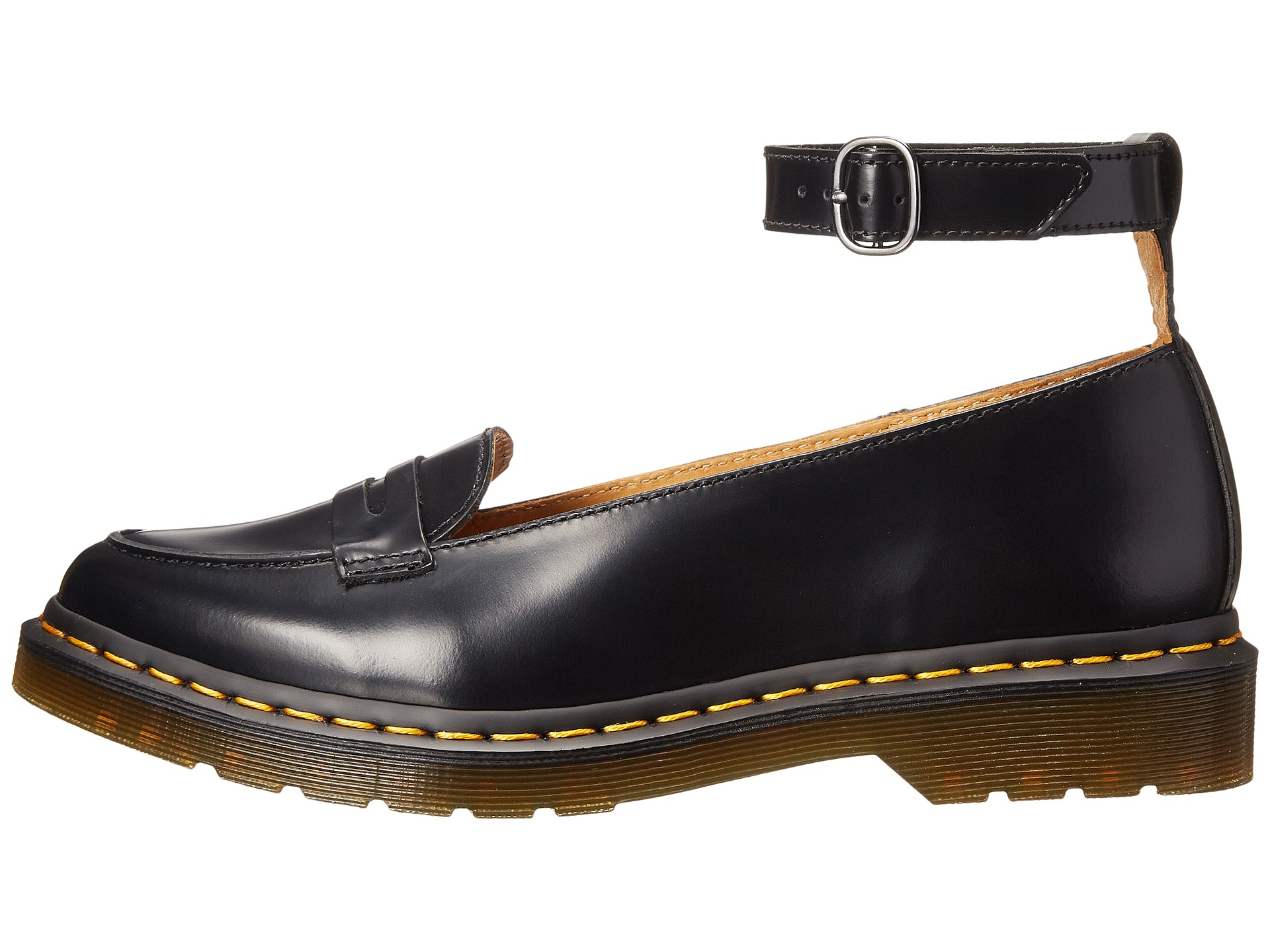 Dr. Martens Leonie Pointed Ankle Strap Penny Loafer in Black - Lyst