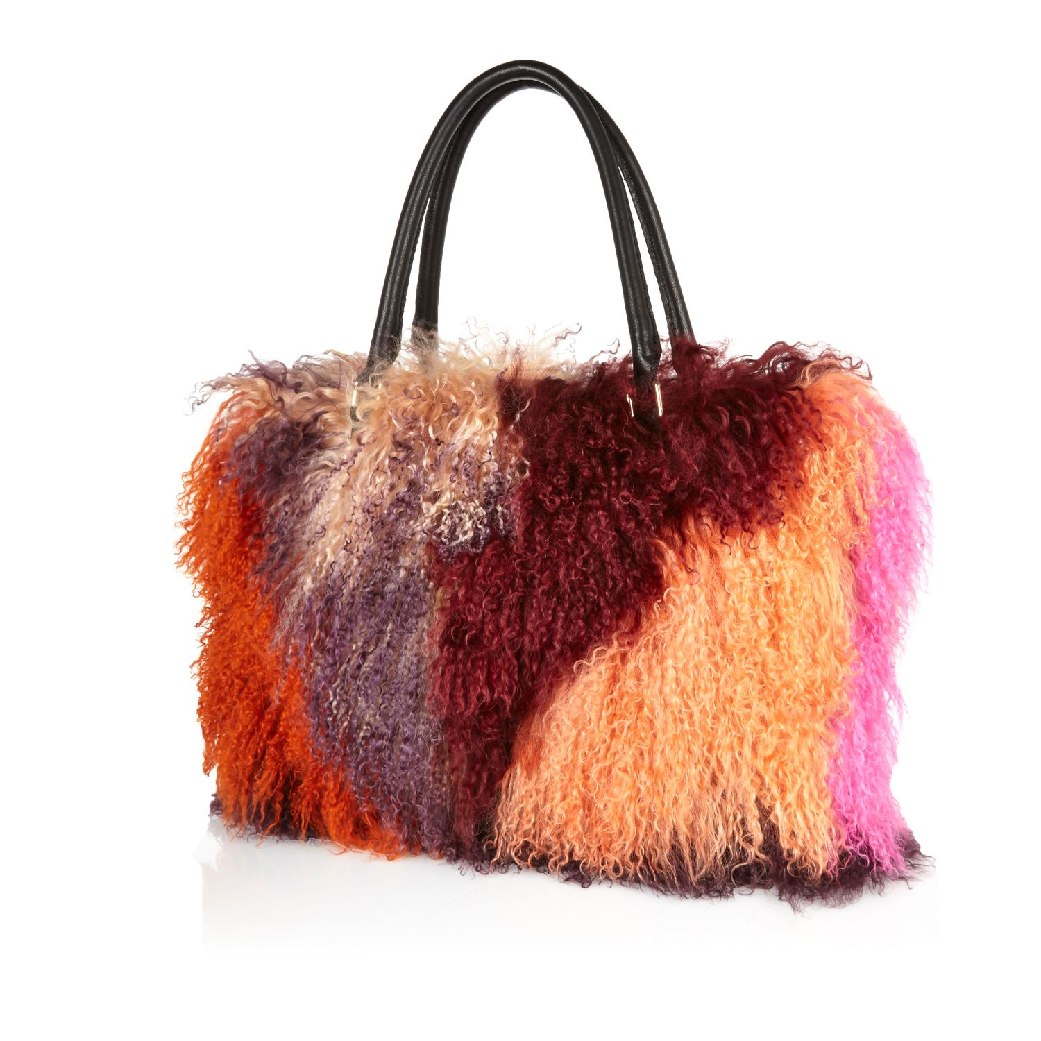 River island Pink Mongolian Fur Handbag in Pink Lyst
