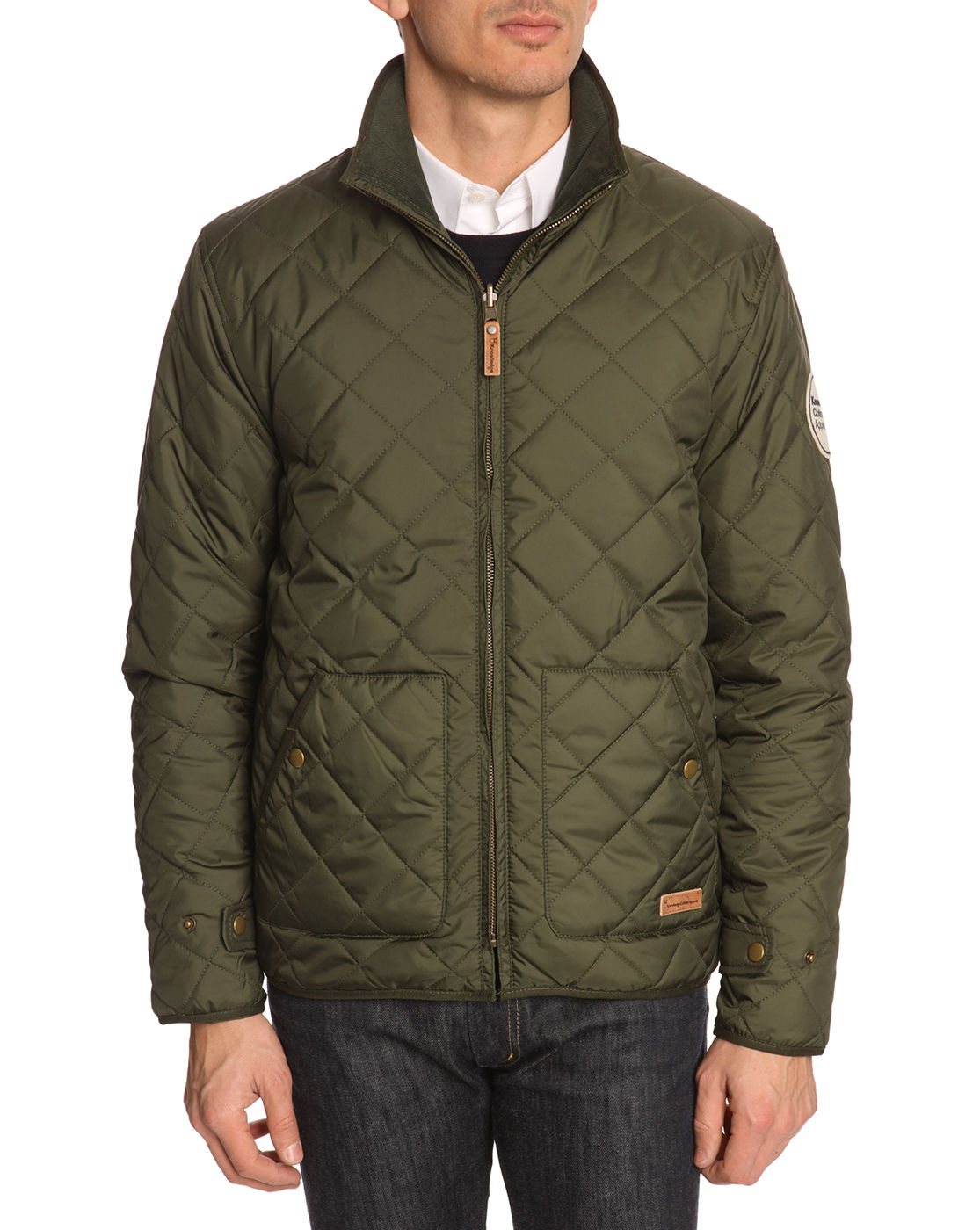 Knowledge cotton apparel Pet Reversible Quilted Khaki Jacket in Natural