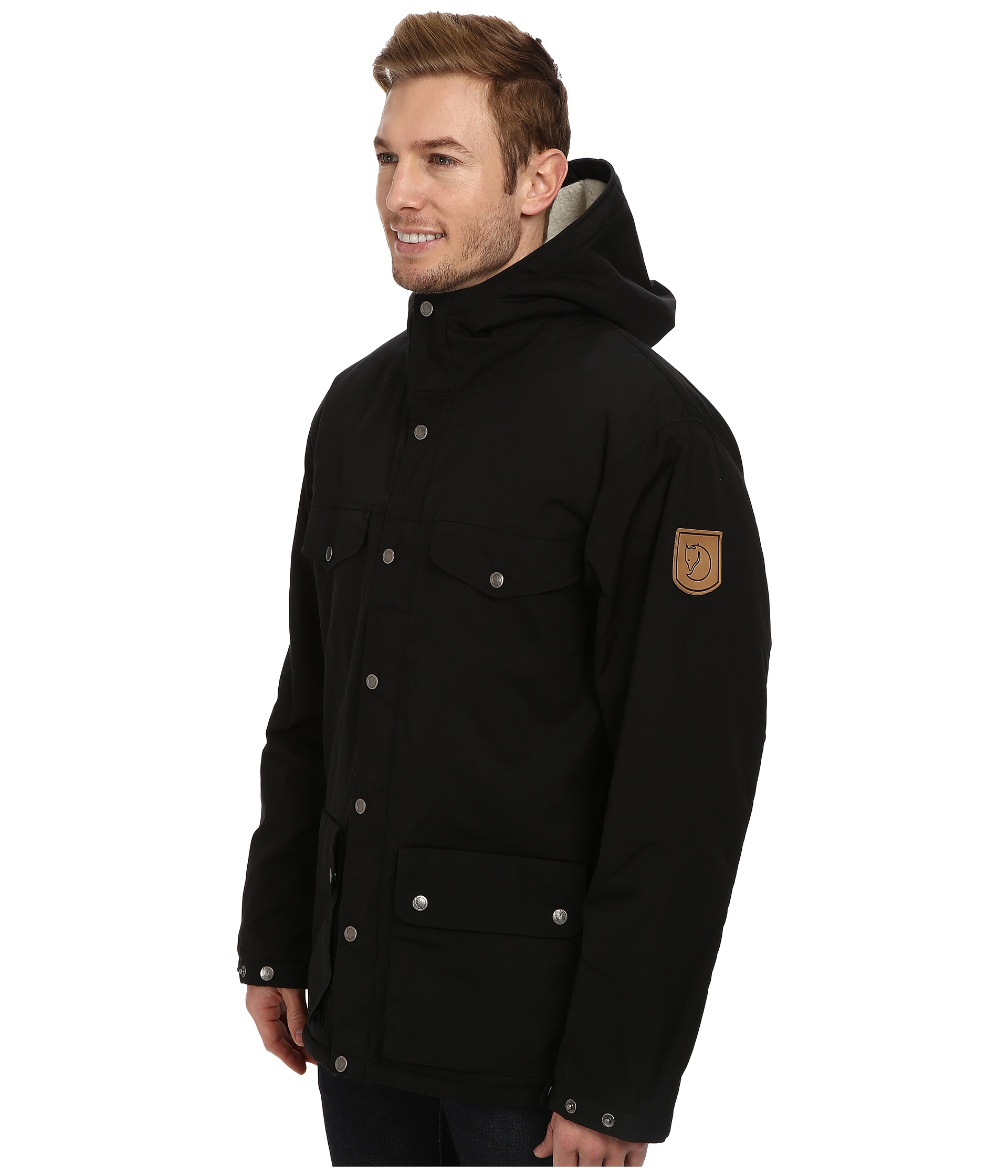 Fjallraven Leather Greenland Winter Jacket in Black for Men - Lyst