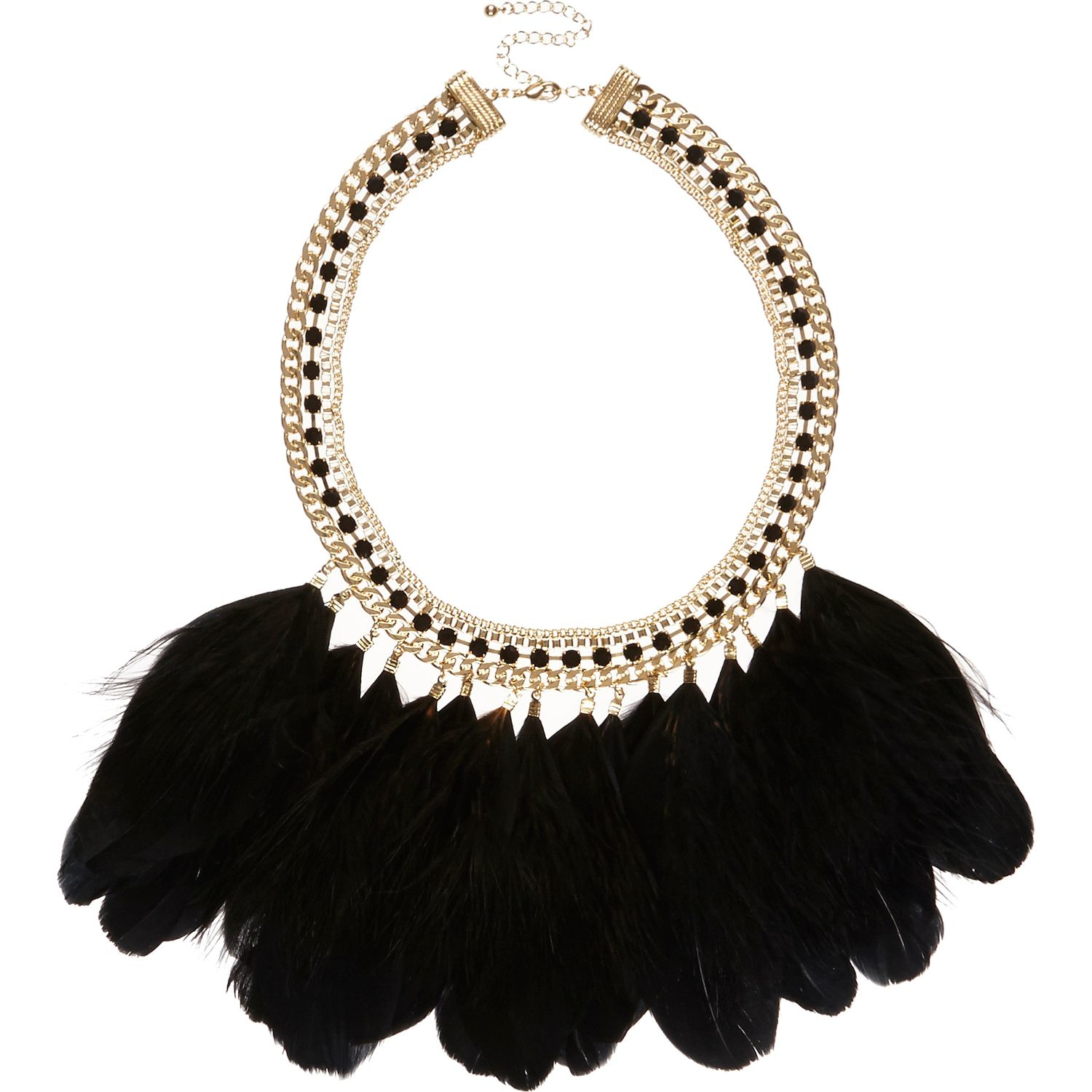 River Island Black Feather Statement Necklace - Lyst