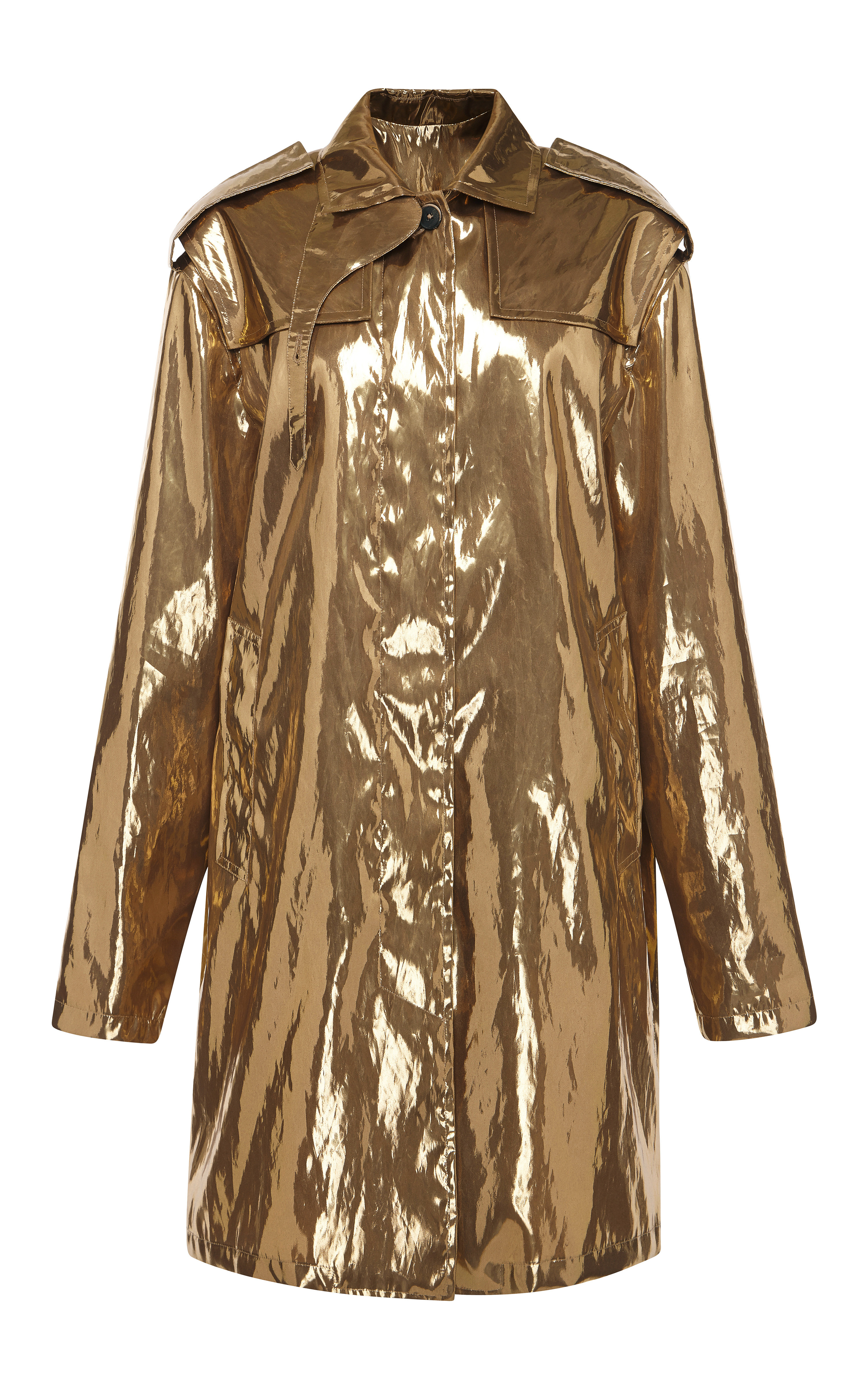 Msgm Laminated Canvas Trench Coat in Metallic - Save 79% | Lyst