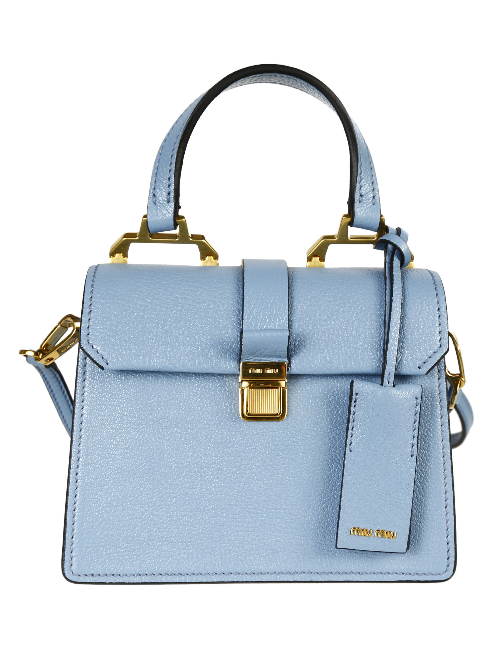 Miu miu Madras Textured Leather Shoulder Bag in Blue (Astrale) | Lyst