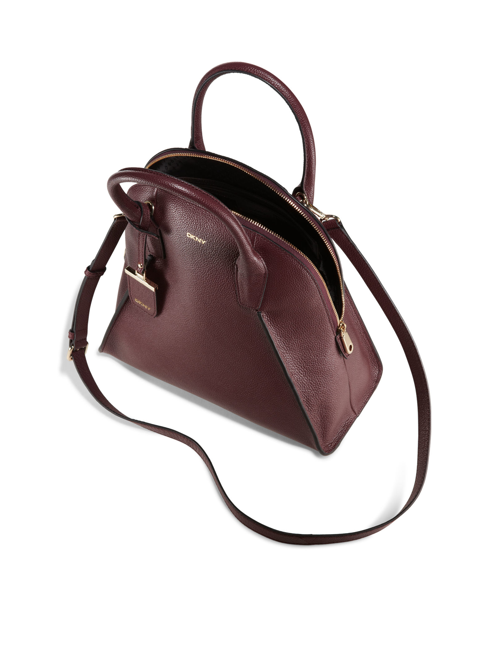 Lyst Dkny Fine Pebble Rounded Satchel In Red