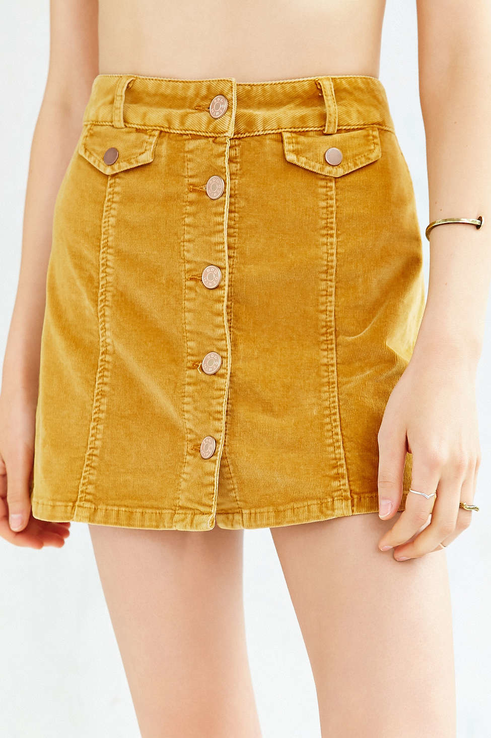 BDG Corduroy Button front Mini Skirt in Yellow Lyst Canada