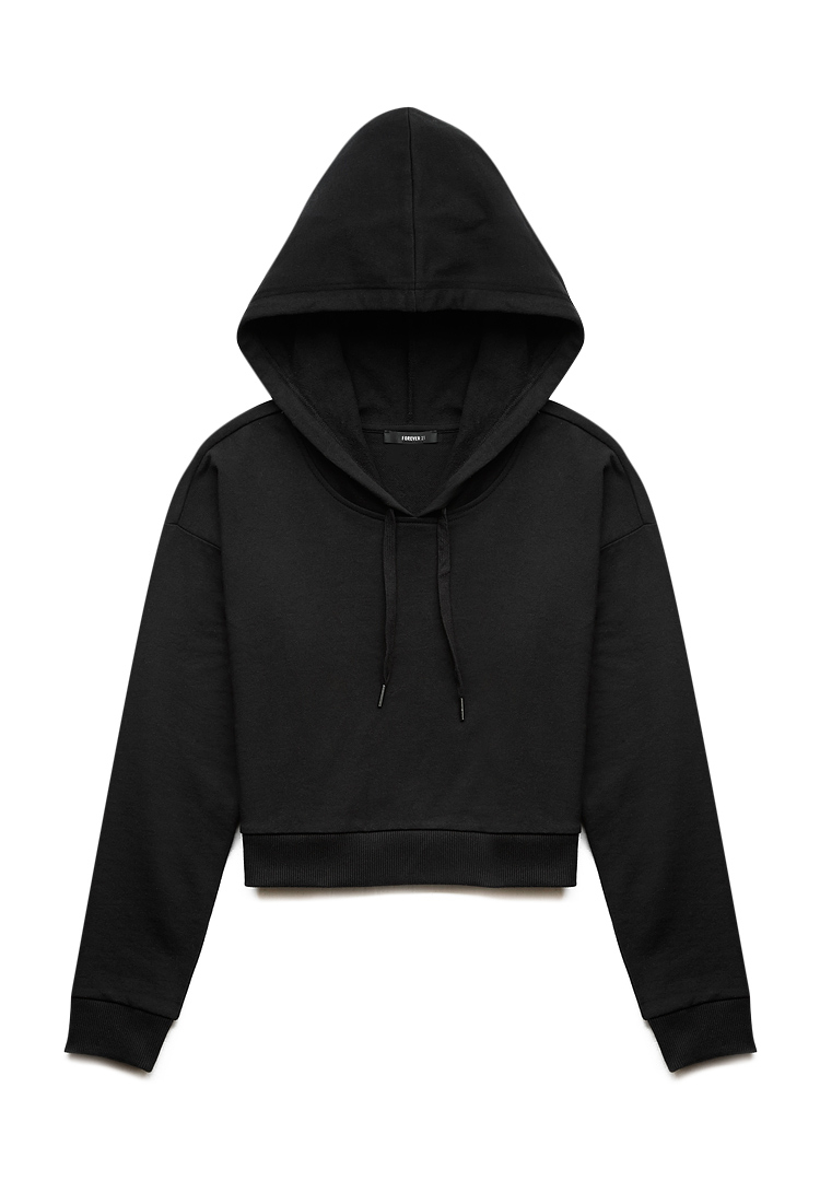 Lyst - Forever 21 Casual Day Cropped Hoodie in Black