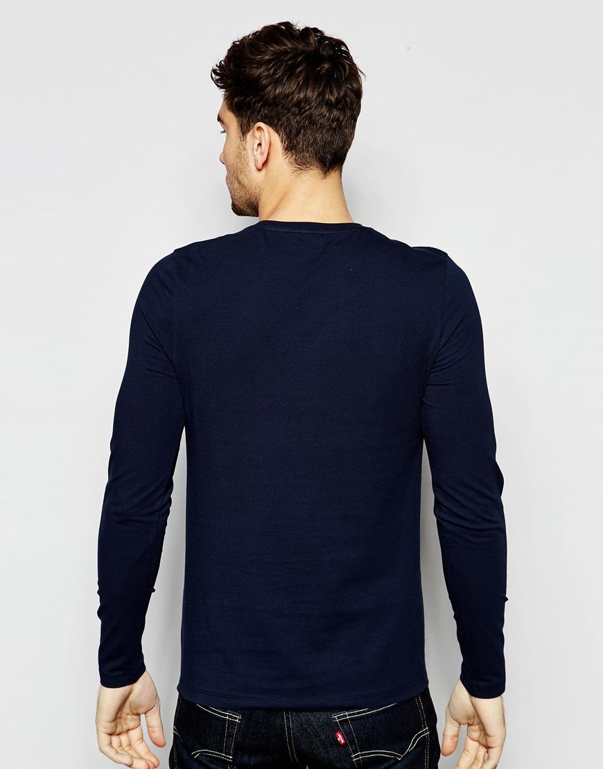 ASOS Muscle Long Sleeve T-shirt With Faux Suede Pocket in Blue for Men ...
