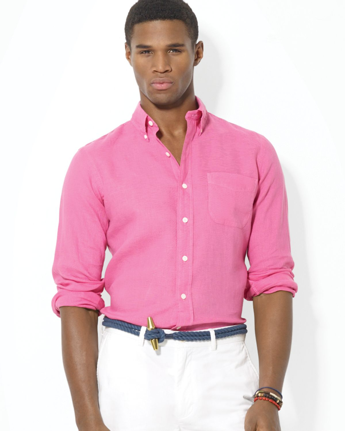 Ralph Lauren Polo Linen Mercer Pocket Sport Shirt in Fuschia (Pink) for ...