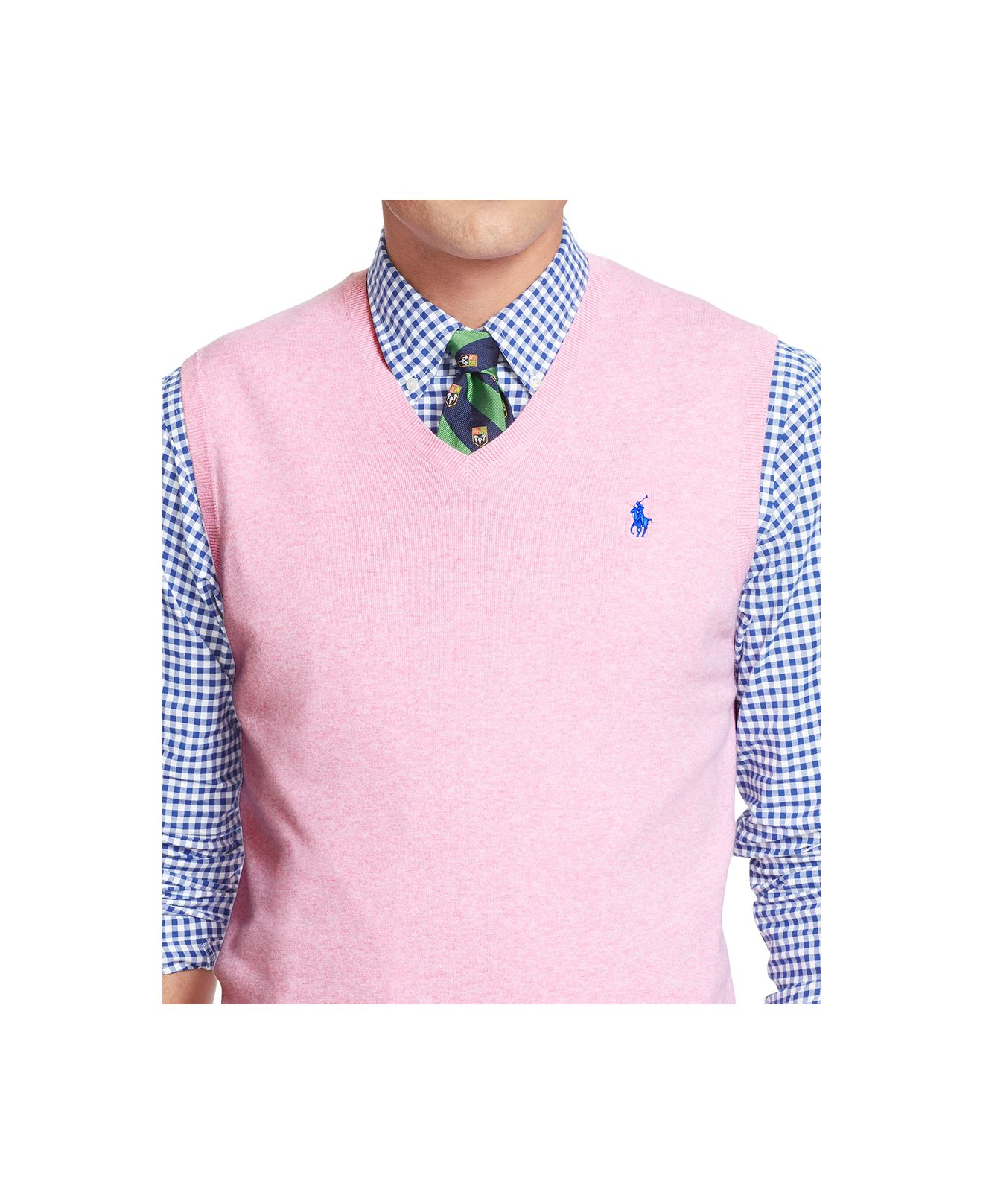 Polo Ralph Lauren Cotton Men's Big And Tall Pima V-neck Vest in Pink ...