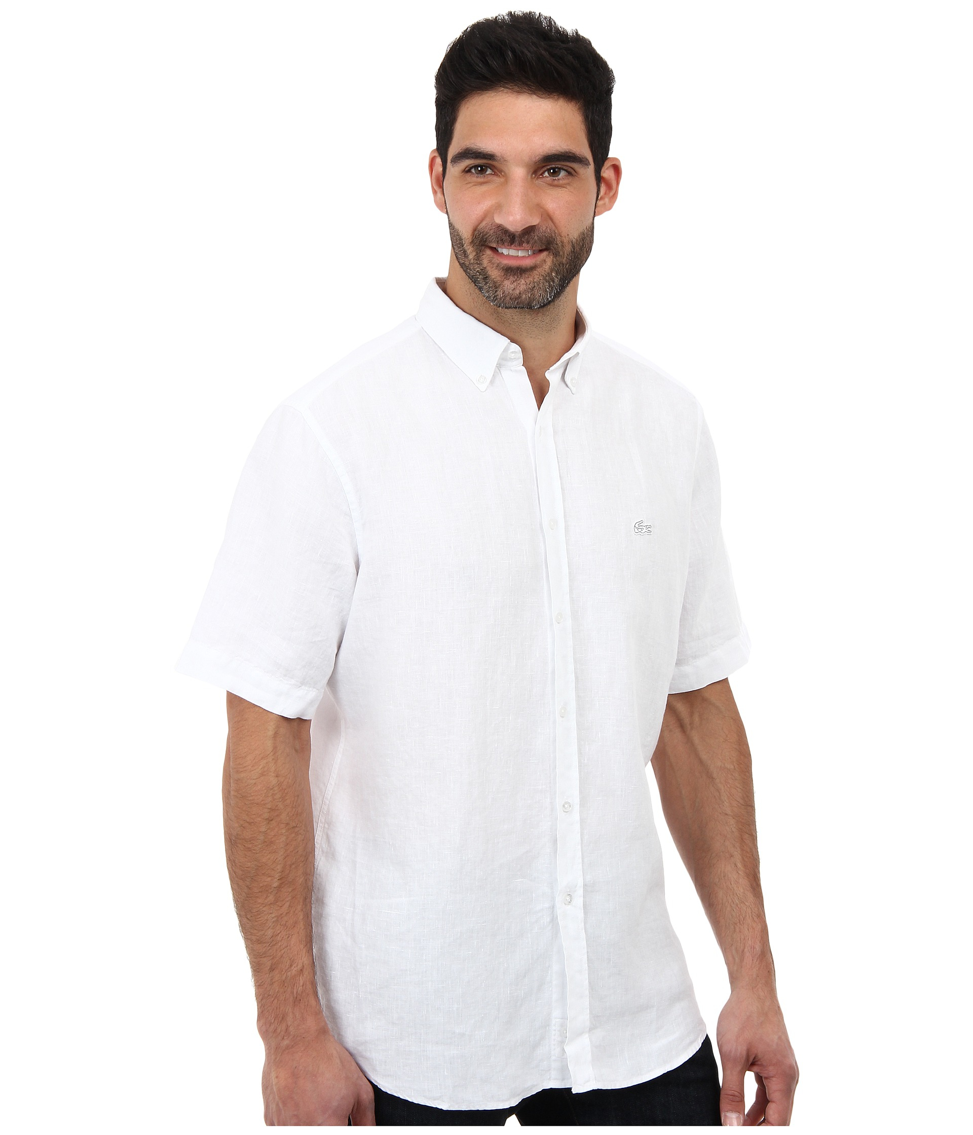 Lacoste Short Sleeve Button Down Linen 