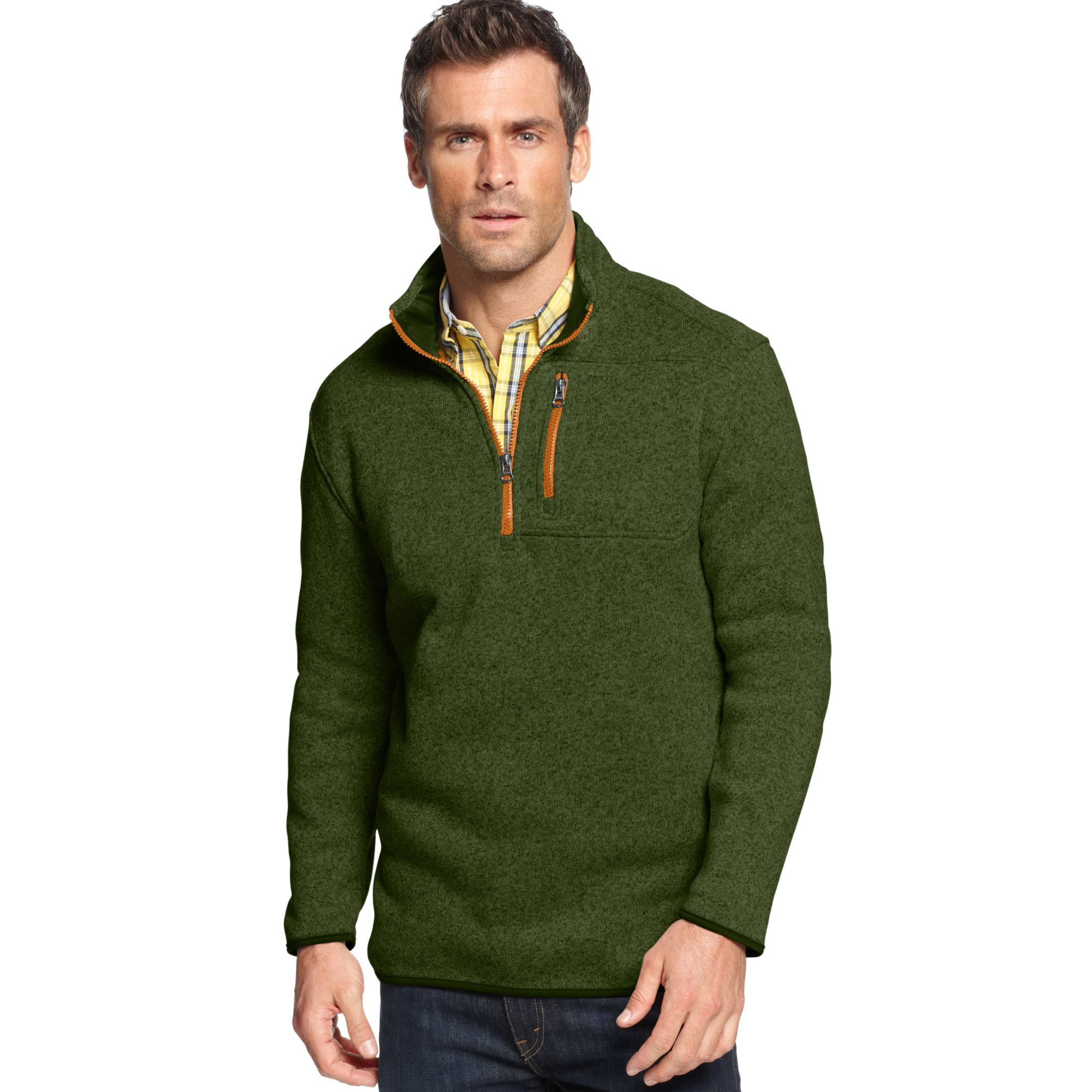Download Izod Quarterzip Fleece Pullover in Forest Night Heather ...