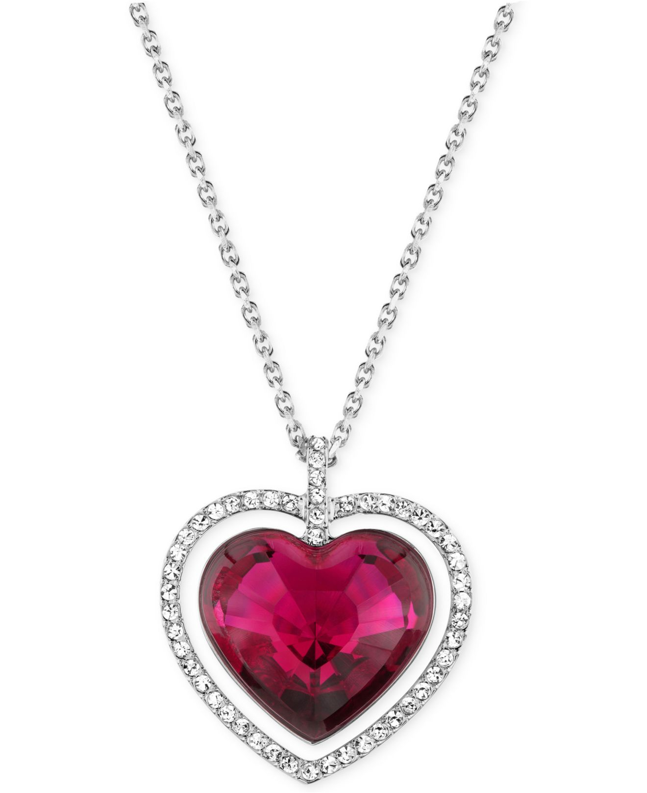Swarovski Rhodium-plated Red Crystal Heart Pendant Necklace in Silver  (Purple) | Lyst