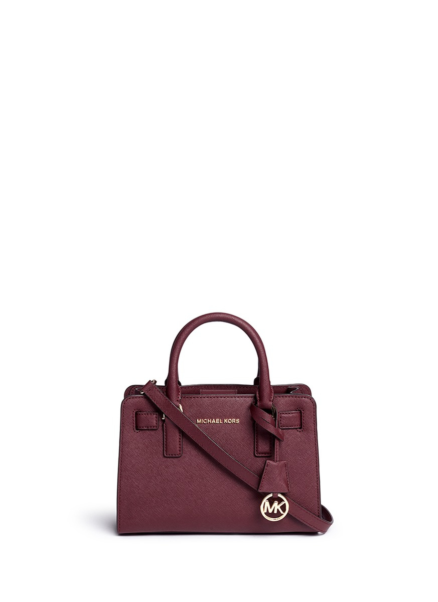 Michael Kors Dillon Small Saffiano-Leather Satchel in Brown - Lyst