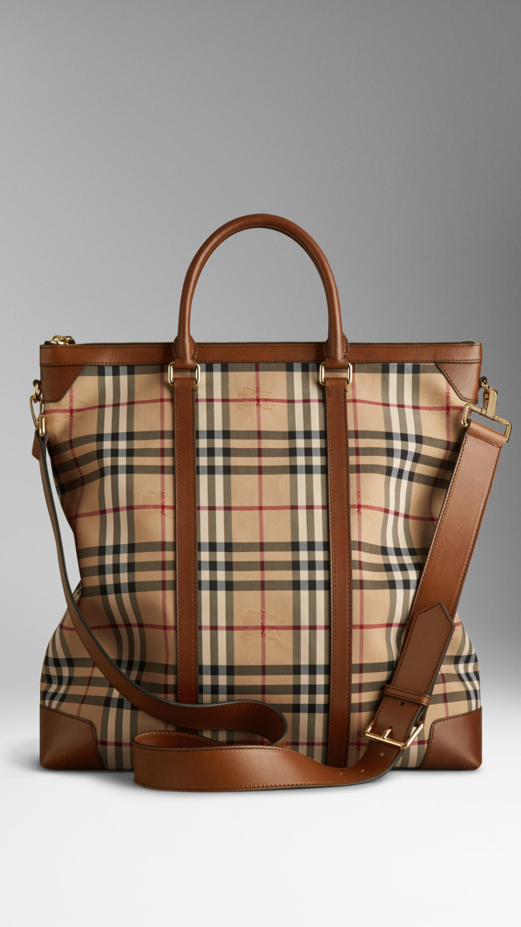 Burberry Large Horseferry Check Leather Tote Bag in Tan (Brown) for Men - Lyst