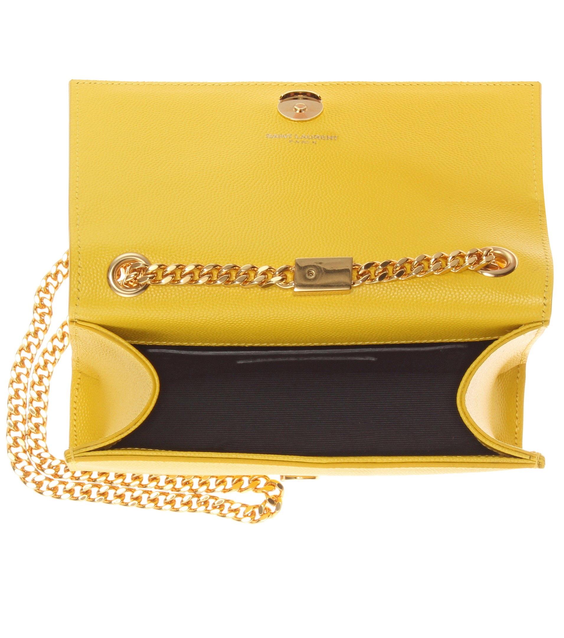 Saint Laurent Classic Monogram Leather Shoulder Bag in Yellow Lyst