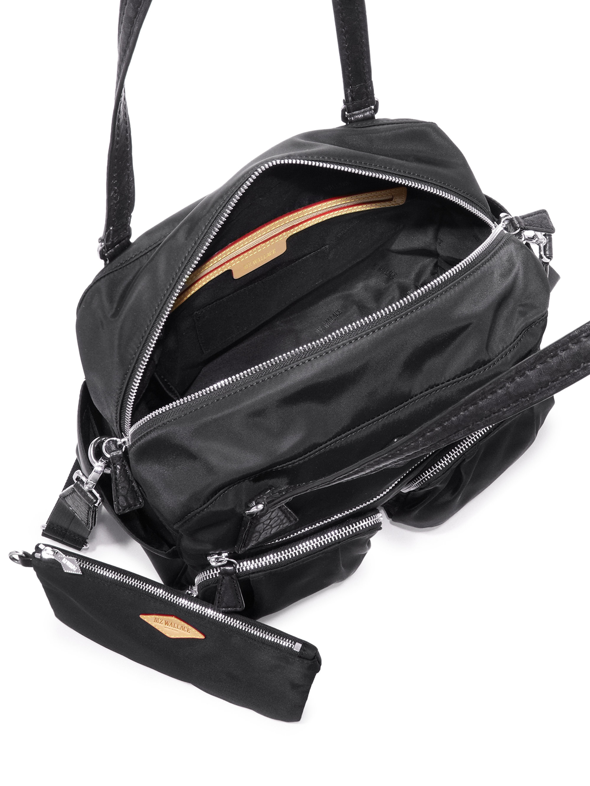Lyst - Mz Wallace Roxy Nylon & Metallic Leather Crossbody Bag in Black