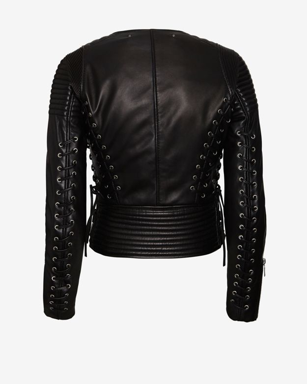 lace up leather jacket
