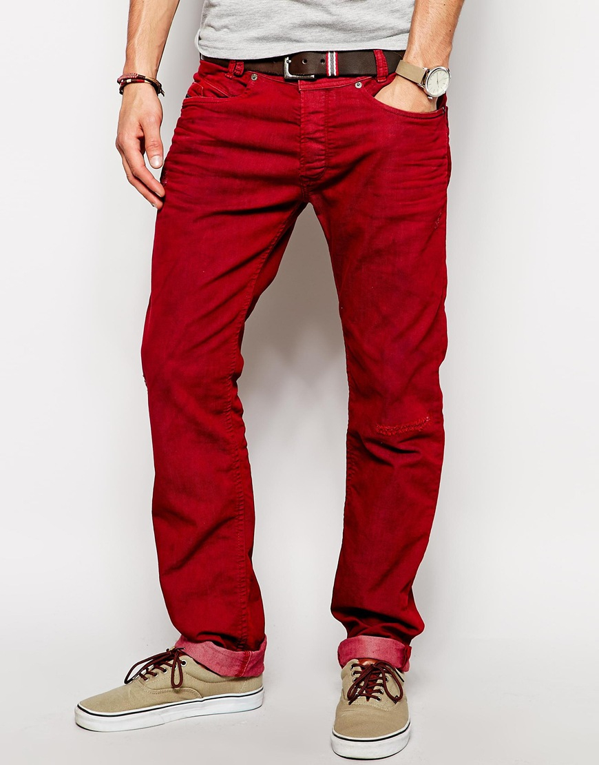 DIESEL Jeans Iakop 830h Slim Tapered Red Overdye for Men - Lyst