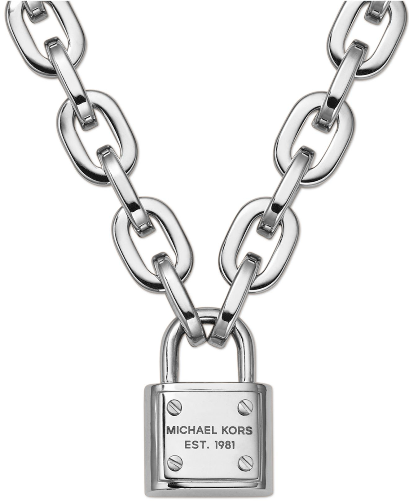 michael kors padlock necklace silver