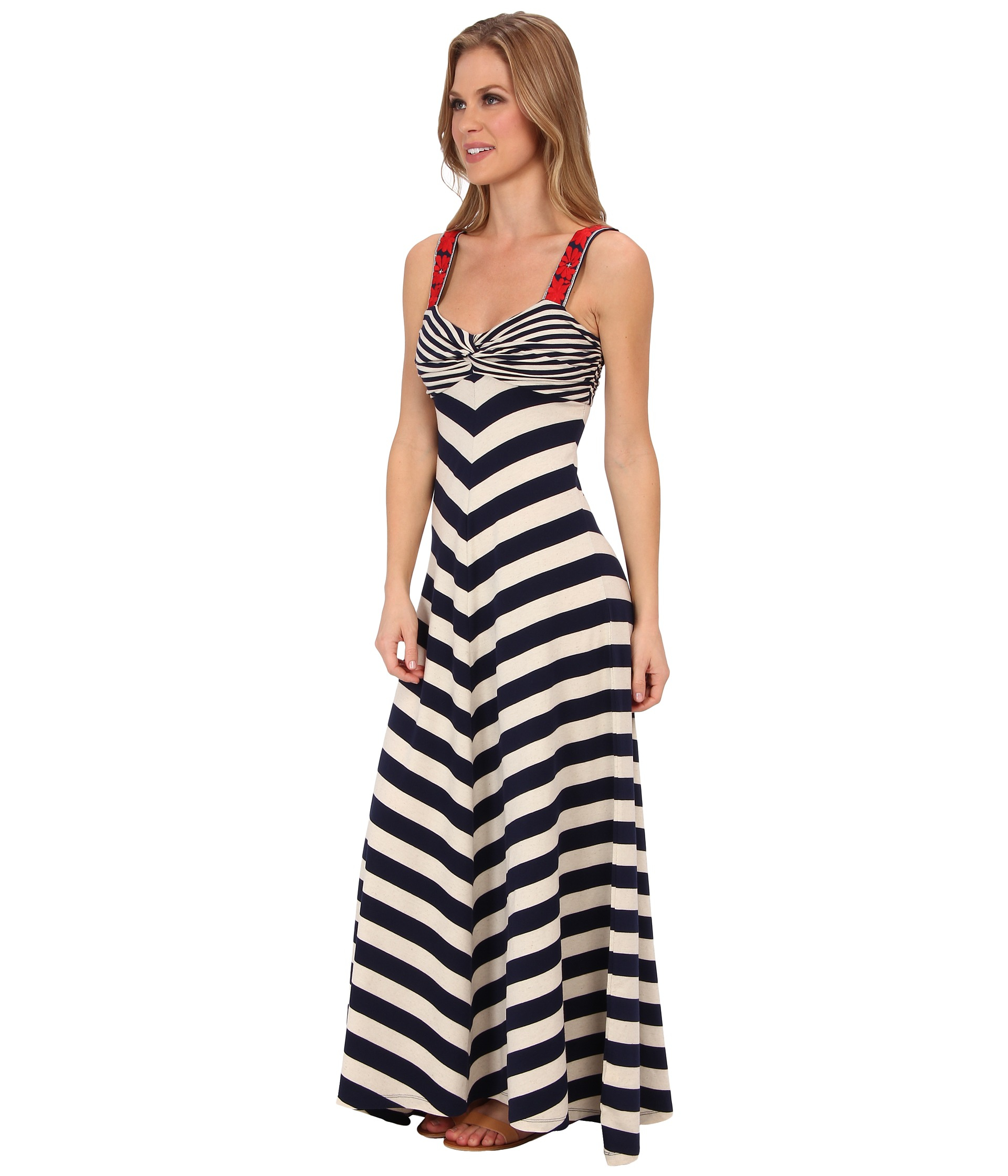Lucky Brand Stripe Maxi Dress in Navy/White (Blue) - Lyst