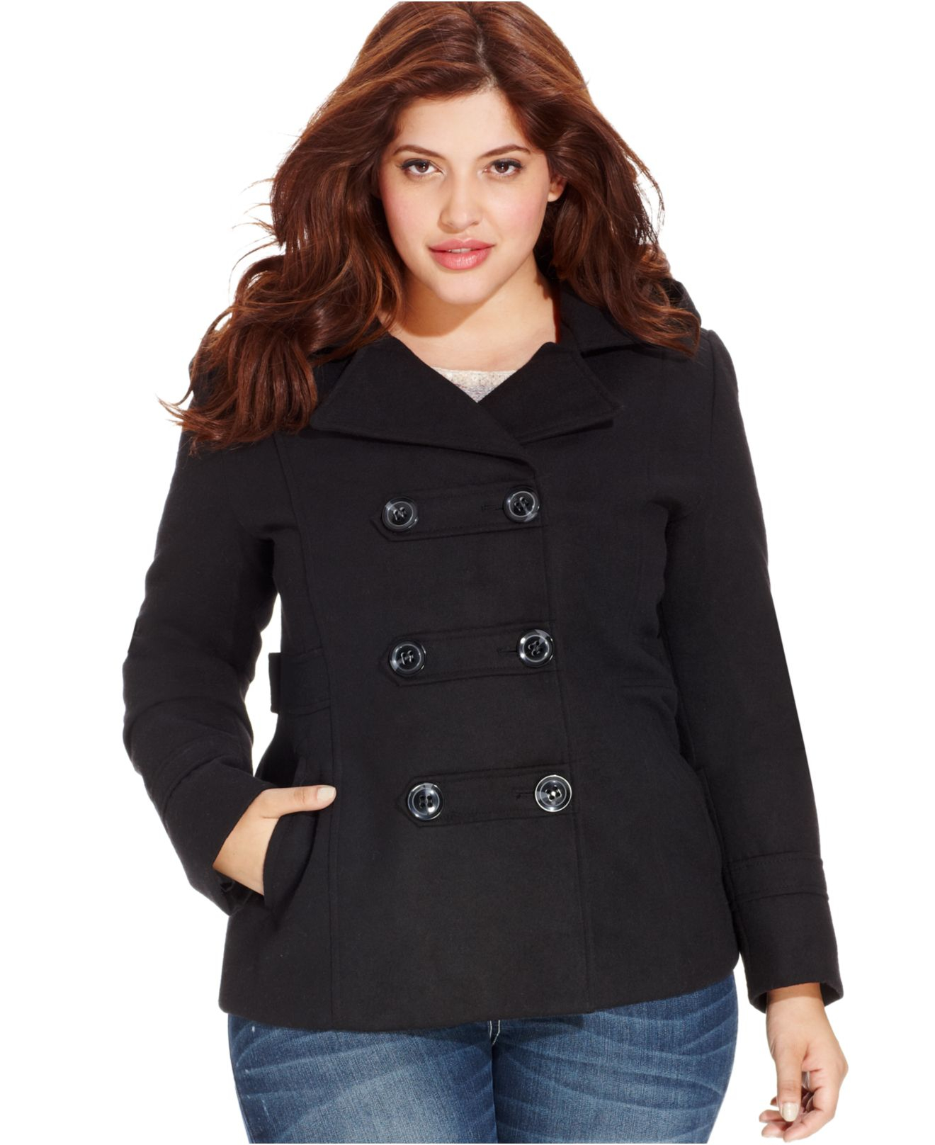 Plus Size Long Pea Coat With Hood Tradingbasis Plus Size Coat