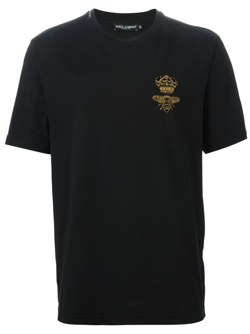 Dolce & Gabbana Crown & Bee Applique Embroidered T-shirt in Black for ...