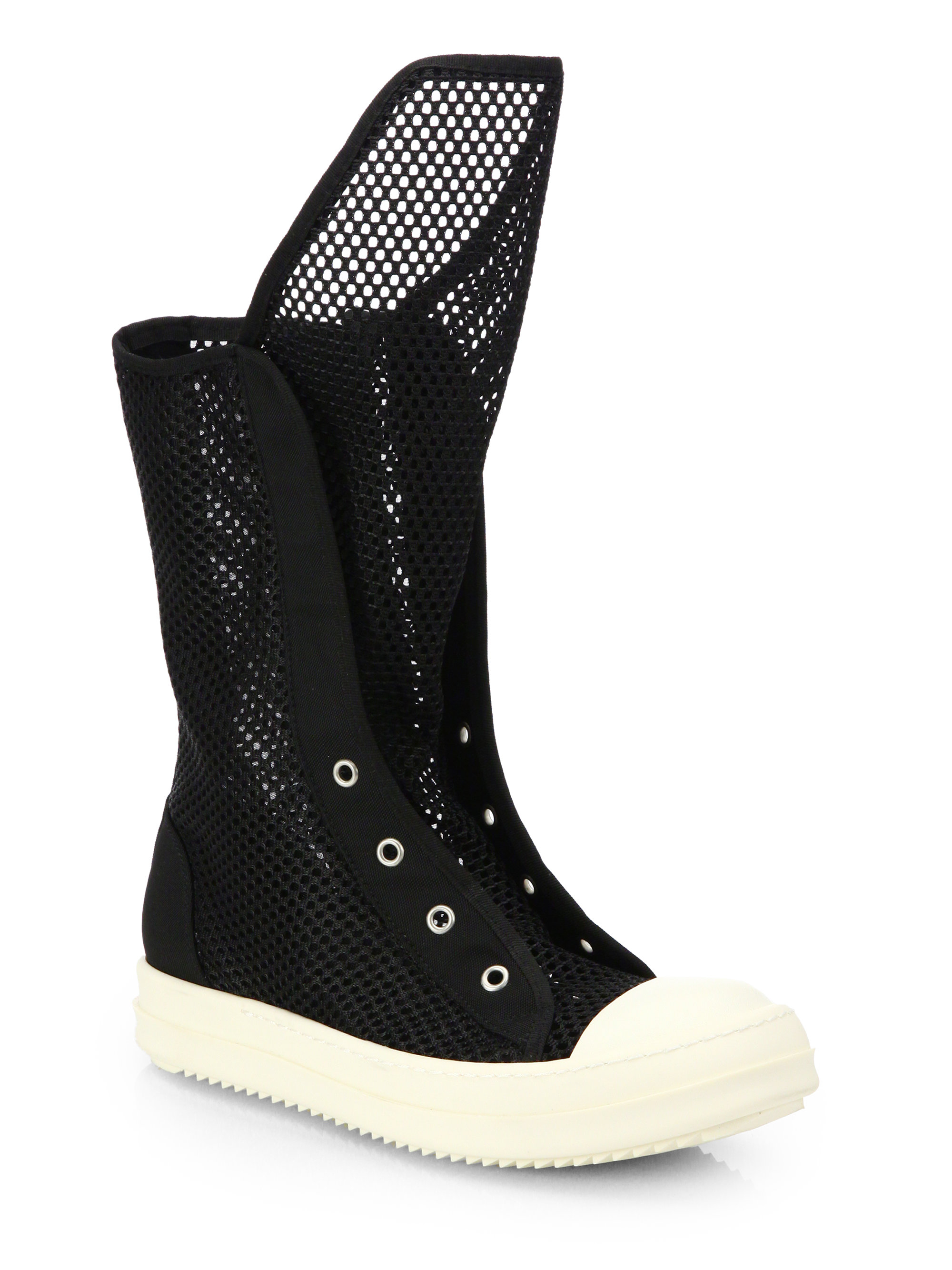 Rick Owens DRKSHDW Ramones Mesh Midcalf Sneaker Boots in Black - Lyst