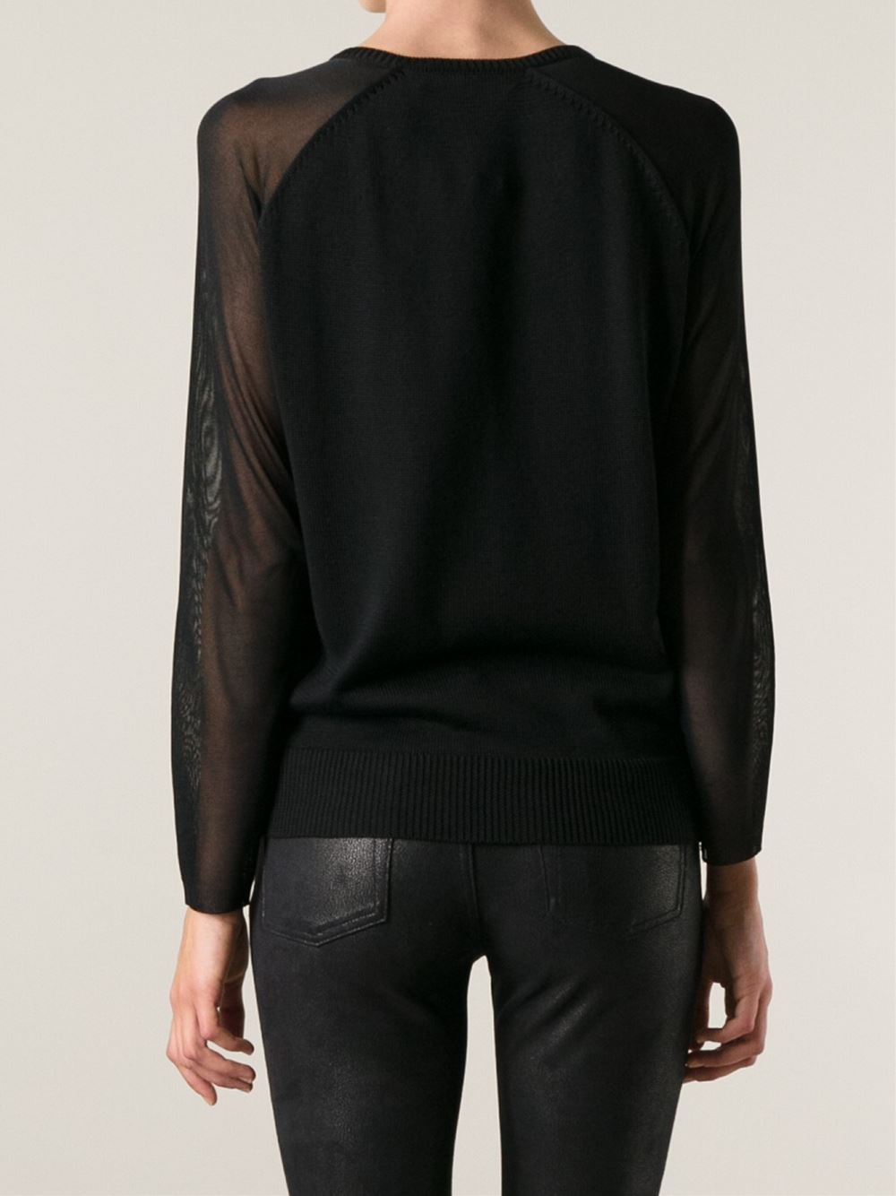 sweater with sheer sleeves