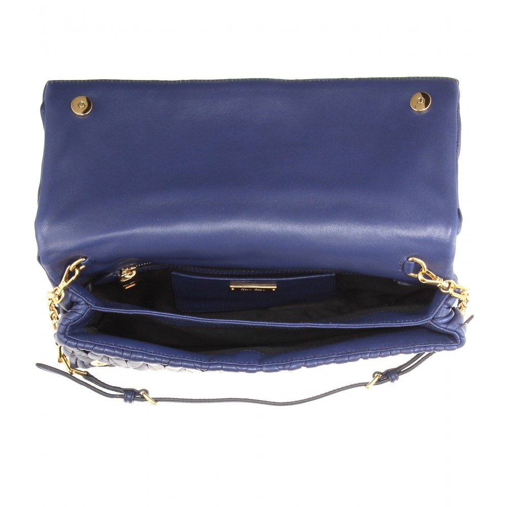 Lyst Miu Miu Matelassé Leather Shoulder Bag in Blue
