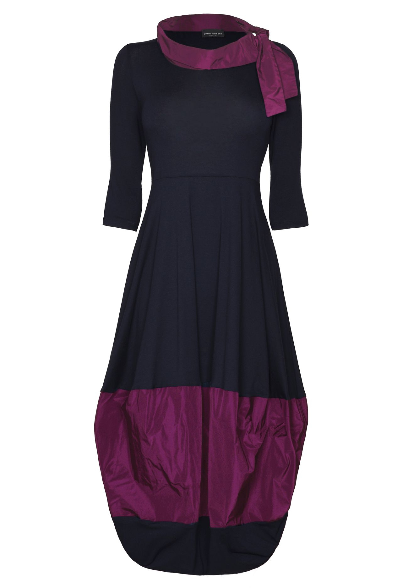 James lakeland 3/4 Sleeve Taffeta Puff Hem Dress in Blue (Navy) Lyst