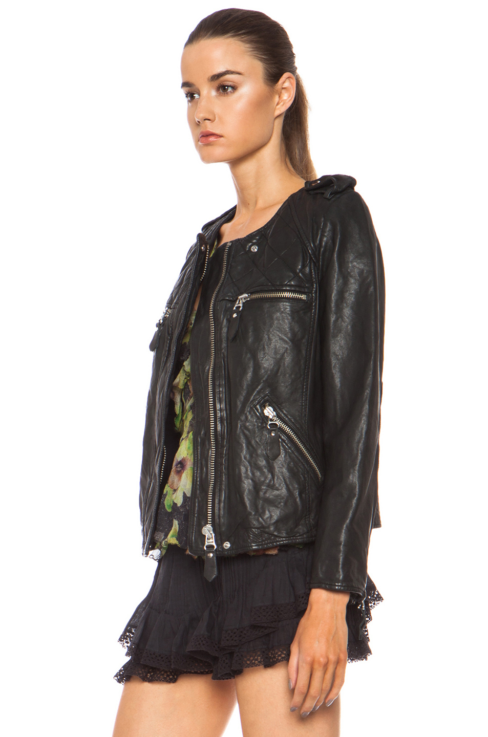 Étoile Isabel Marant Kady Washed Leather Jacket in Black | Lyst
