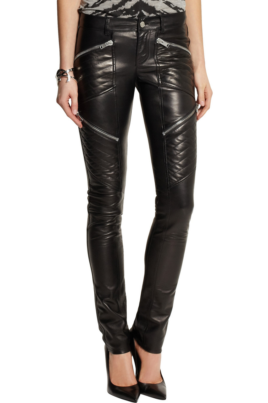 Saint Laurent Leather Skinny Pants in Black - Lyst