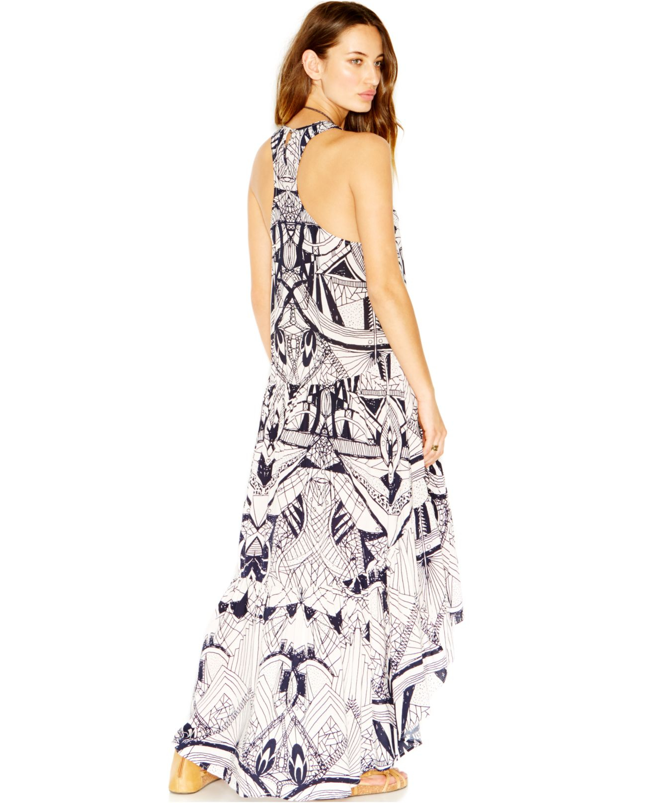 Lyst Free People La Mar Printed High Low Dress In Purple Gallery Previously Sold At Macy S Women High Low Dresses