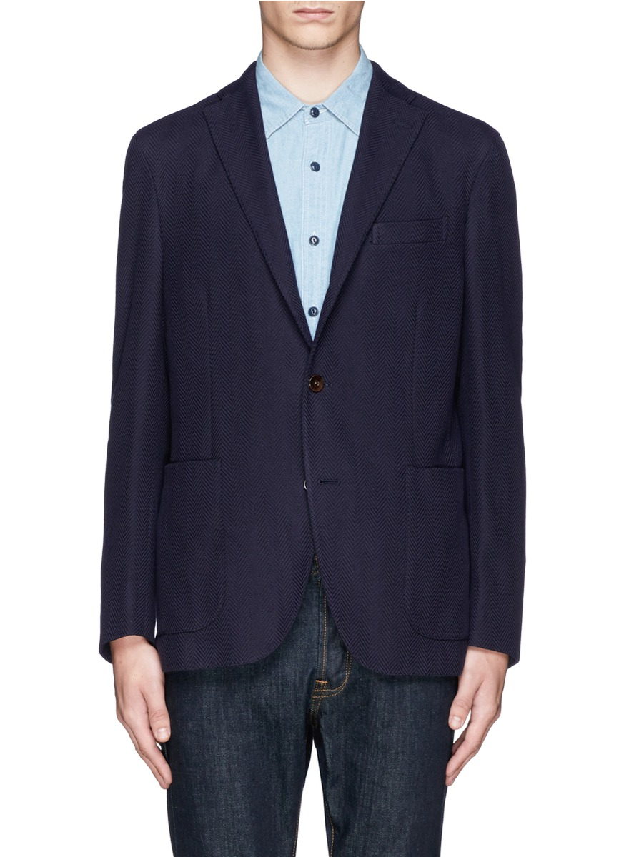 Lyst - Boglioli 'dover' Herringbone Cotton Blazer in Blue for Men