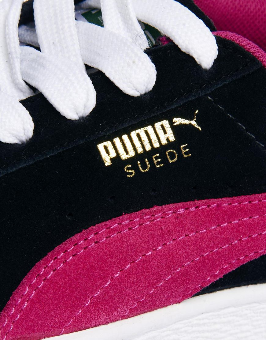 puma suede black pink