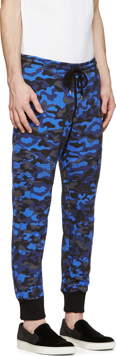blue camo trousers mens