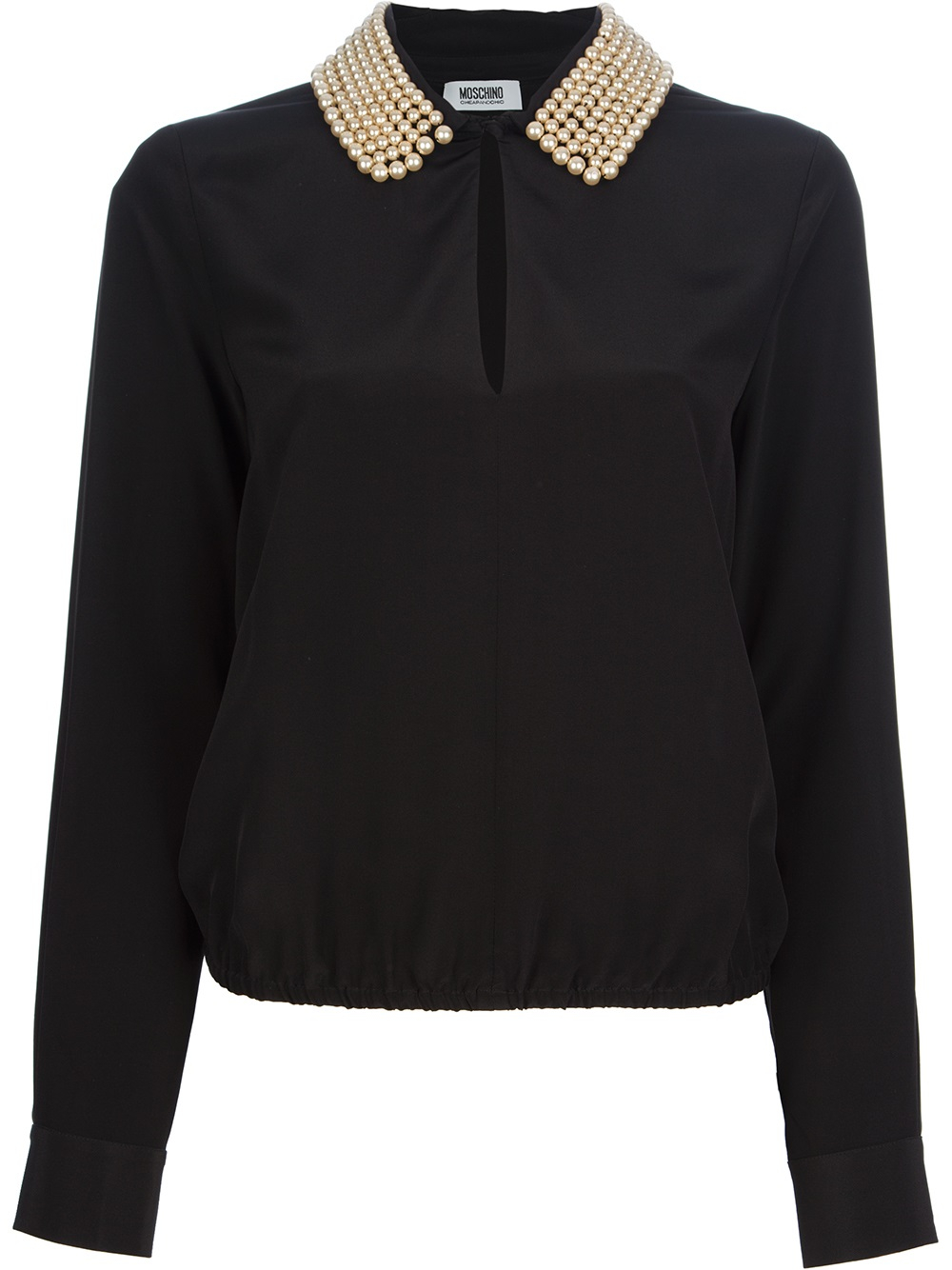 Lyst - Boutique Moschino Pearl Collar Blouse in Black