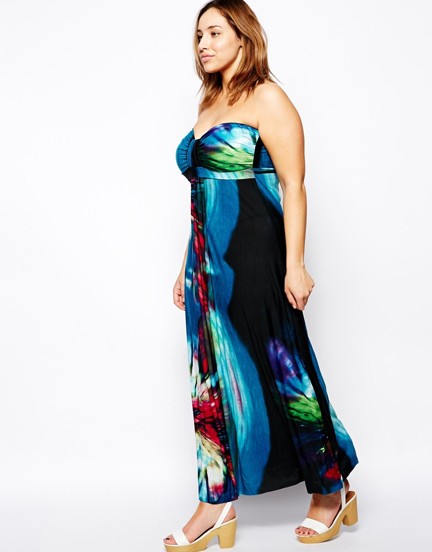 AX Paris Plus Size Tropical Print Maxi Dress in Blue - Lyst