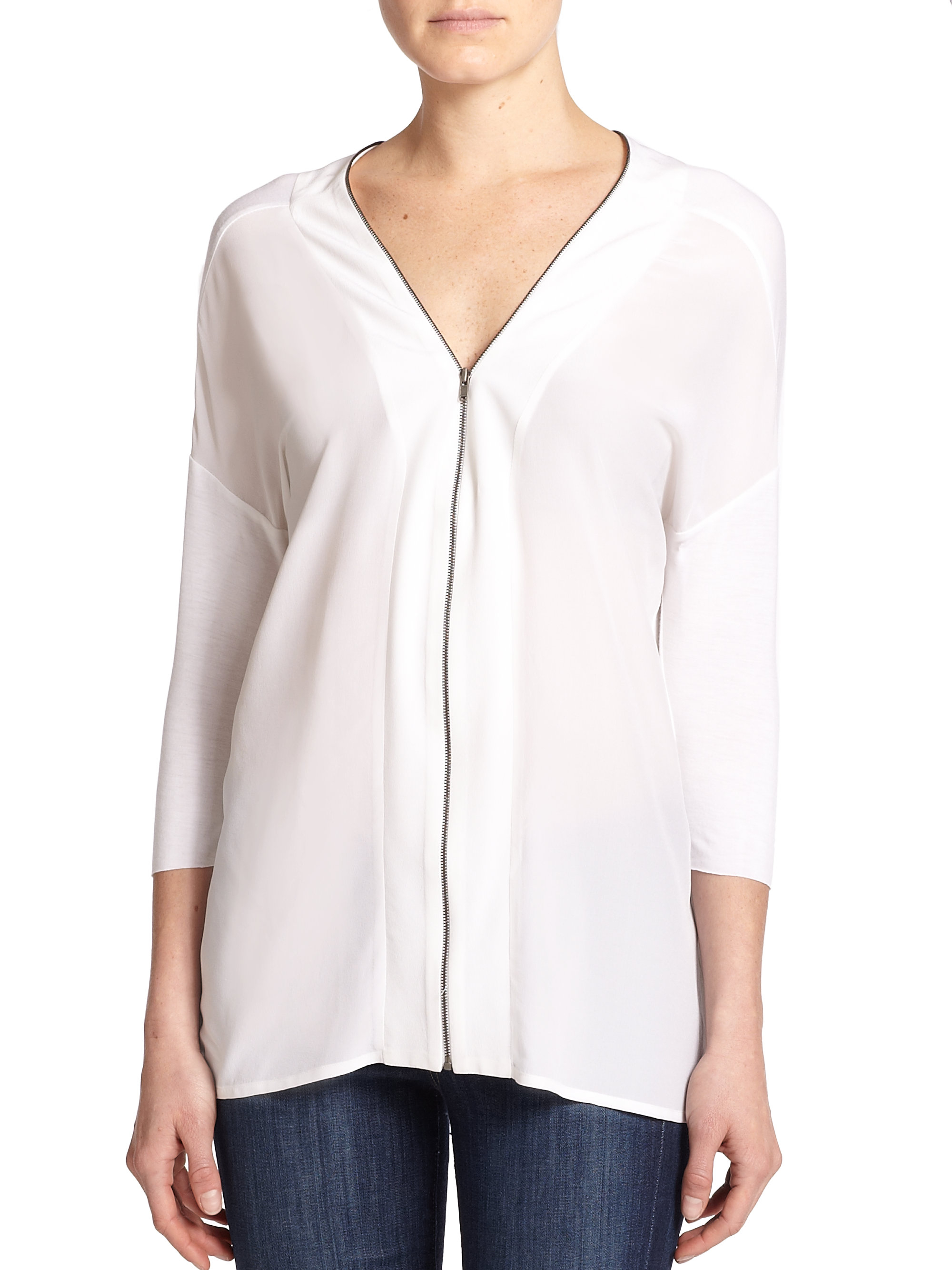 blouse with zip front