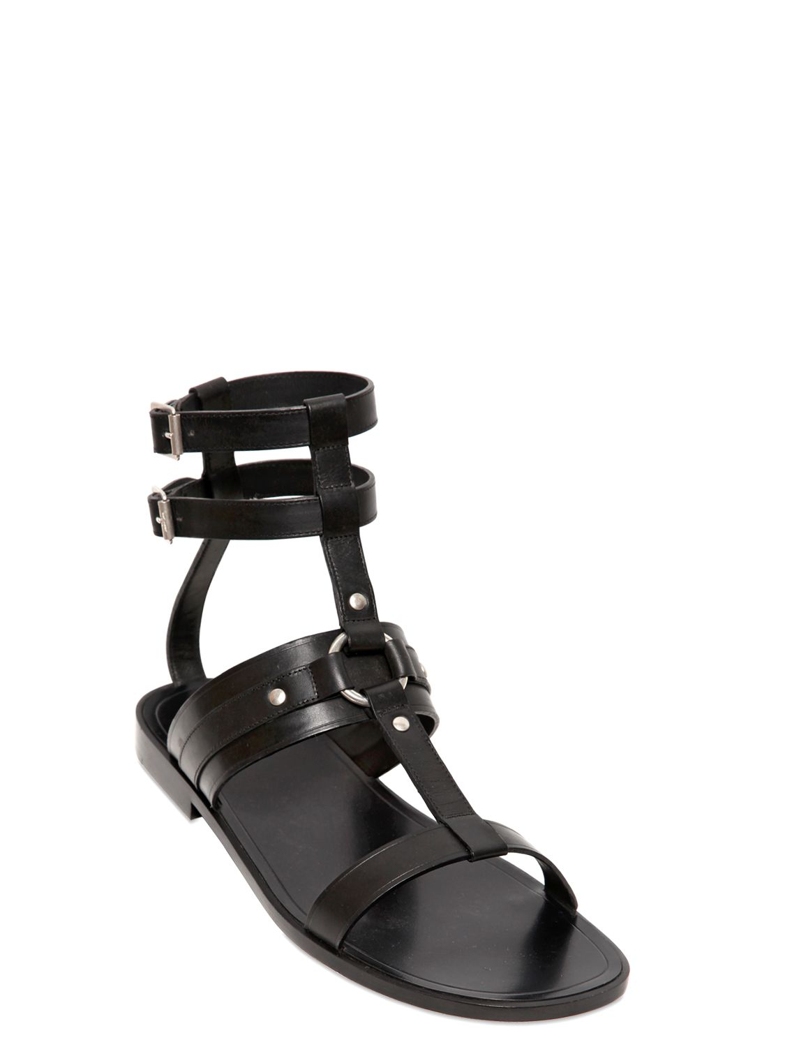saint laurent black flat sandals
