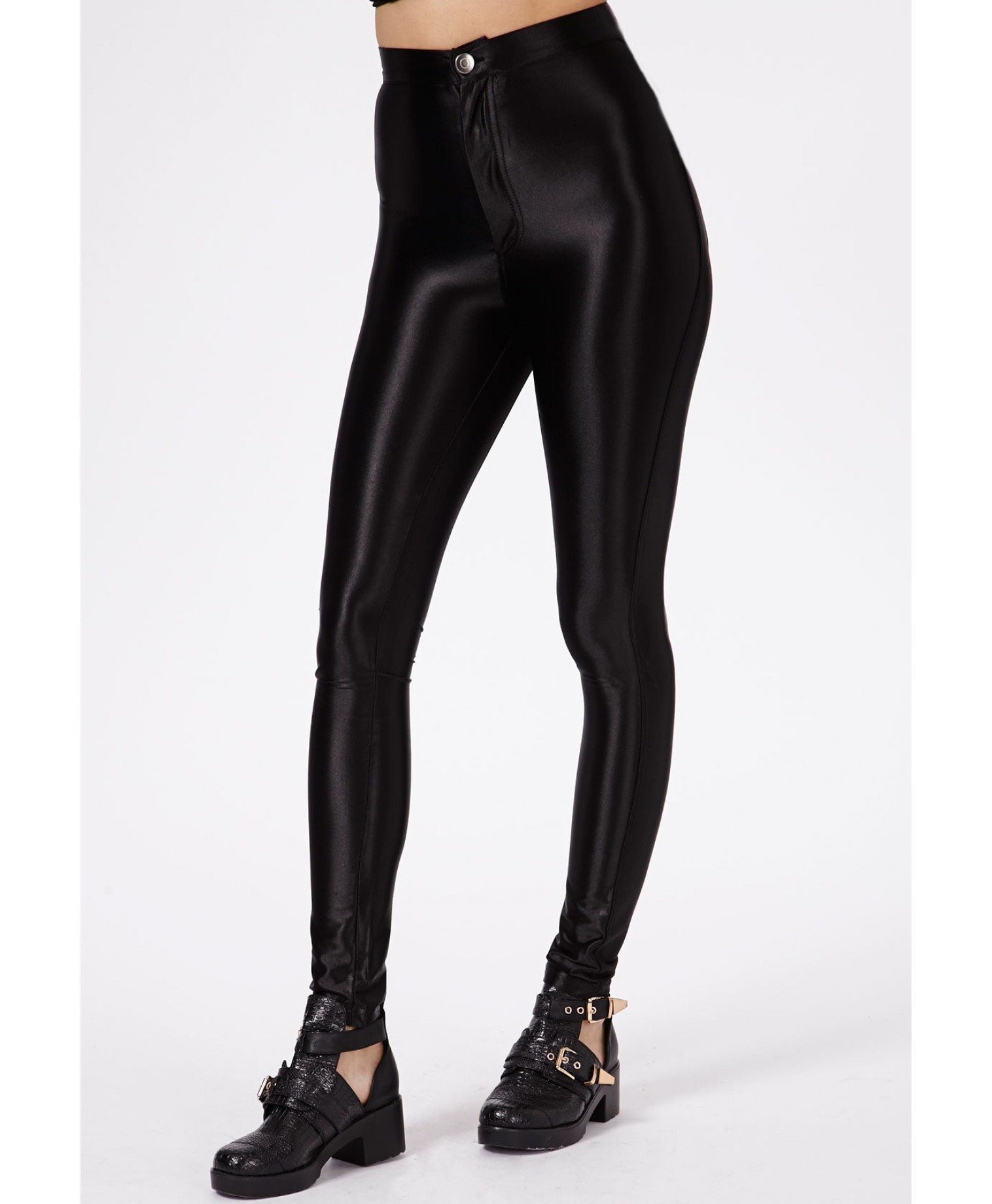 Missguided Kadira Premium Shiny Disco Pants In Black - Lyst