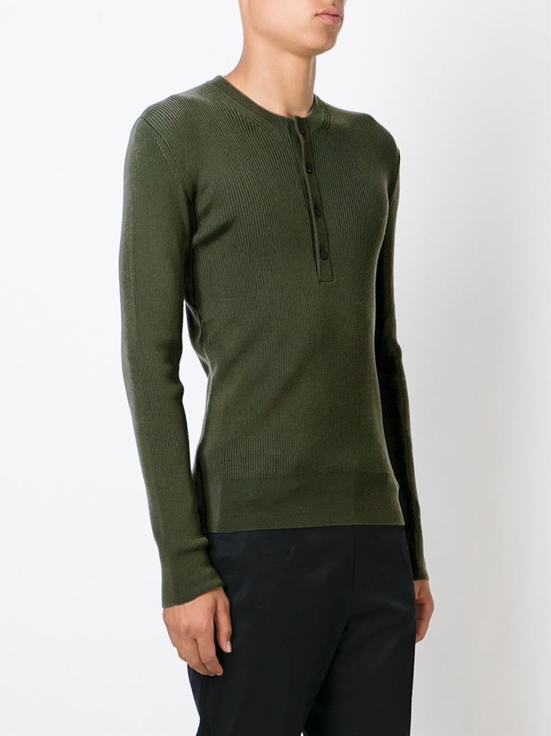 Dolce & Gabbana Ribbed Henley Sweater in Grey (Gray) for Men Lyst