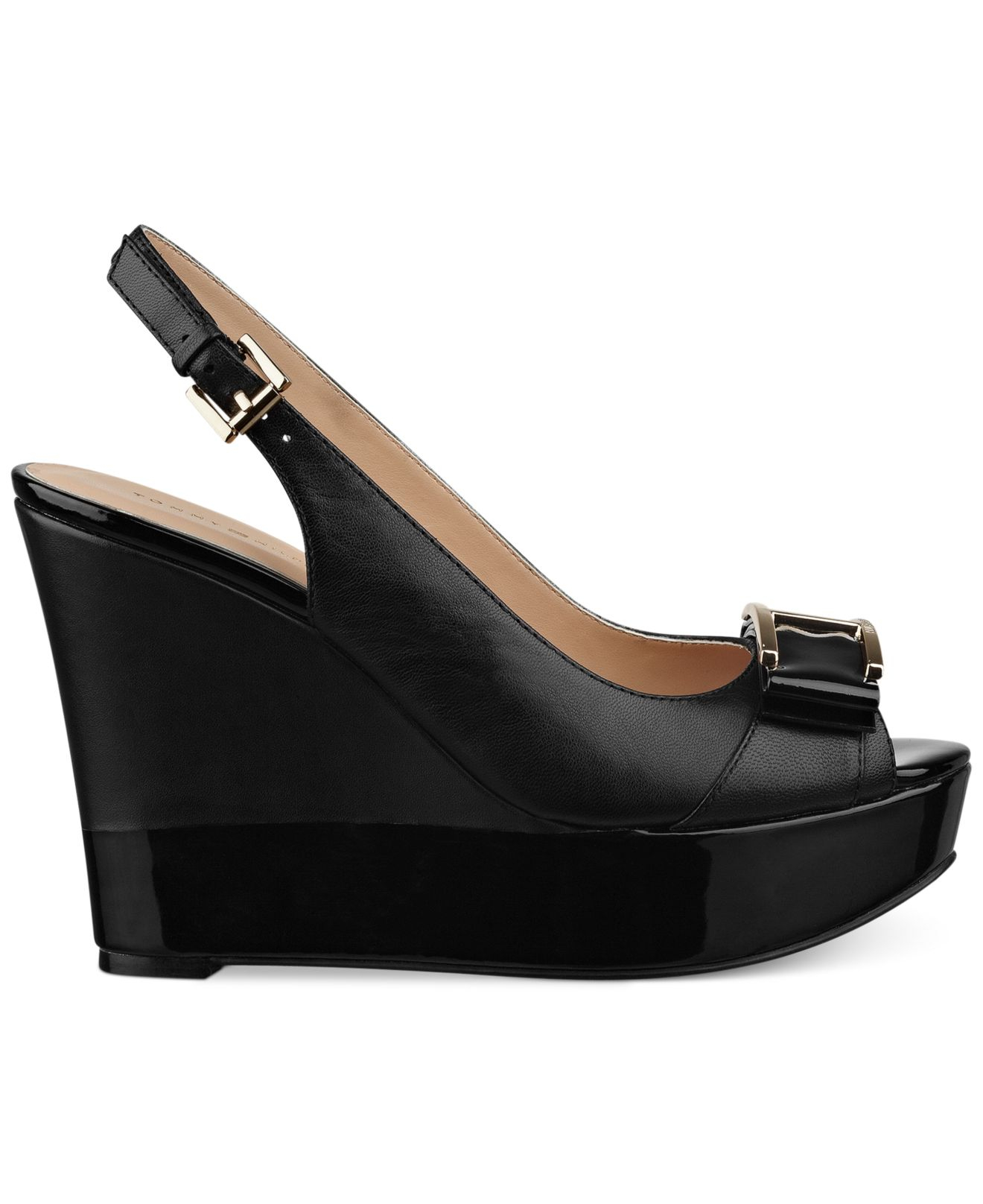 tommy hilfiger wedges black