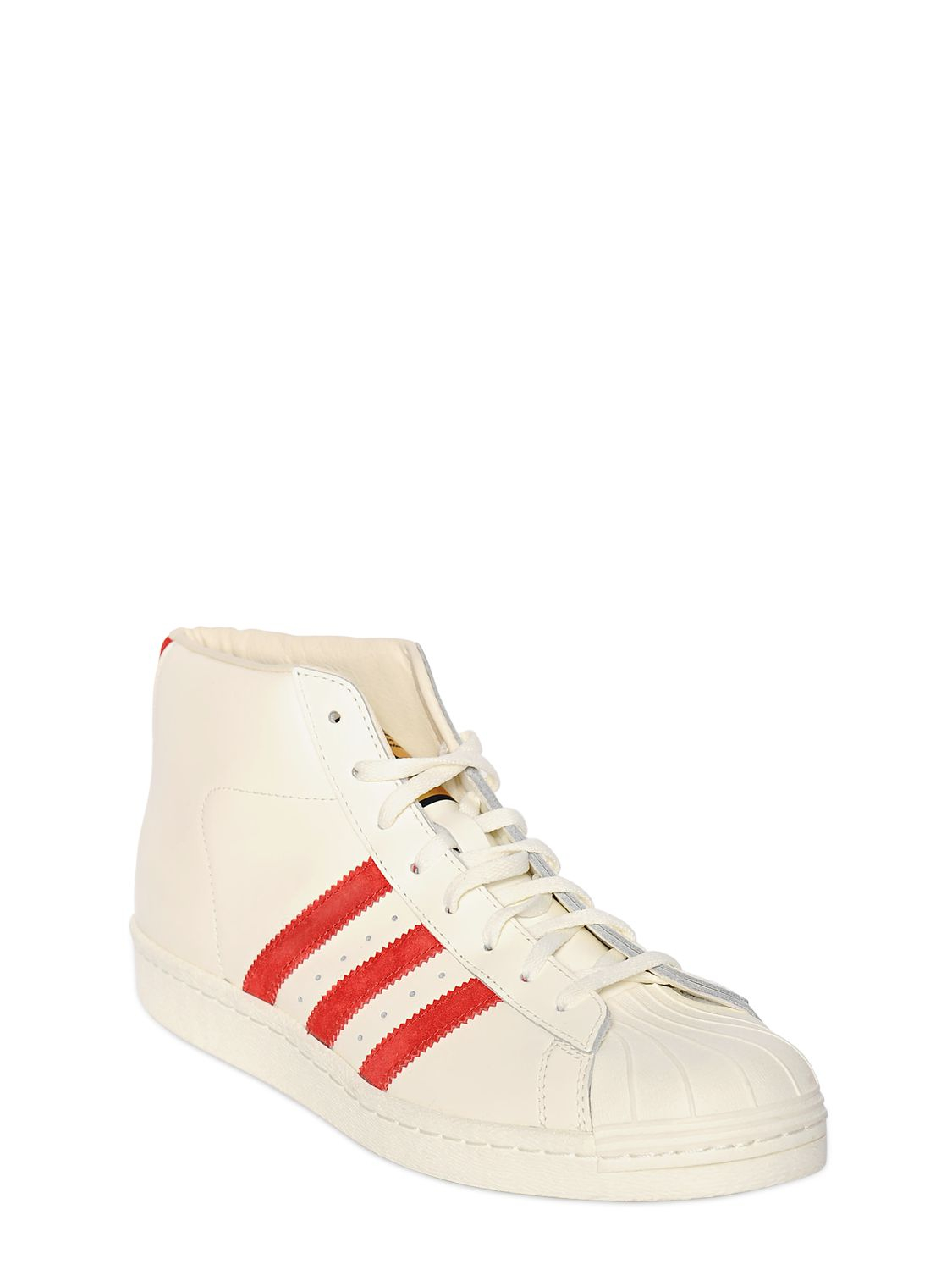 adidas Originals Pro Model Vintage Mid Leather Sneakers in White/Red  (White) for Men - Lyst
