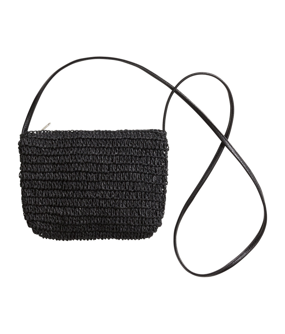 Lyst - H&M Straw Shoulder Bag in Black