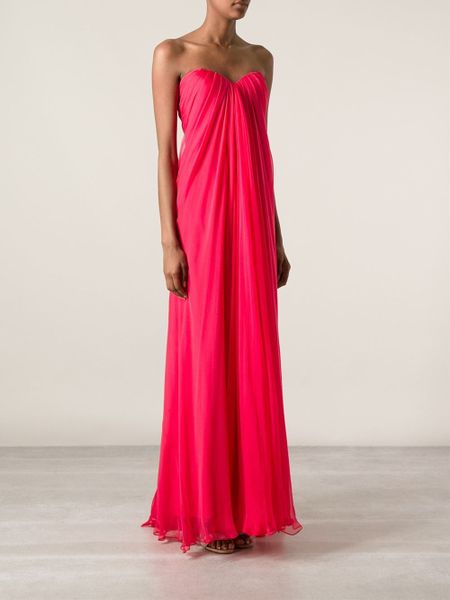 Alexander Mcqueen Strapless Evening Dress in Red | Lyst