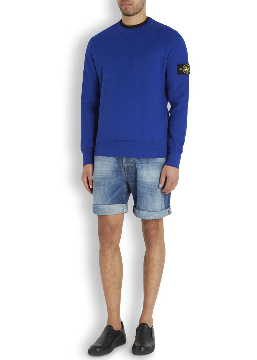 bright blue stone island jumper