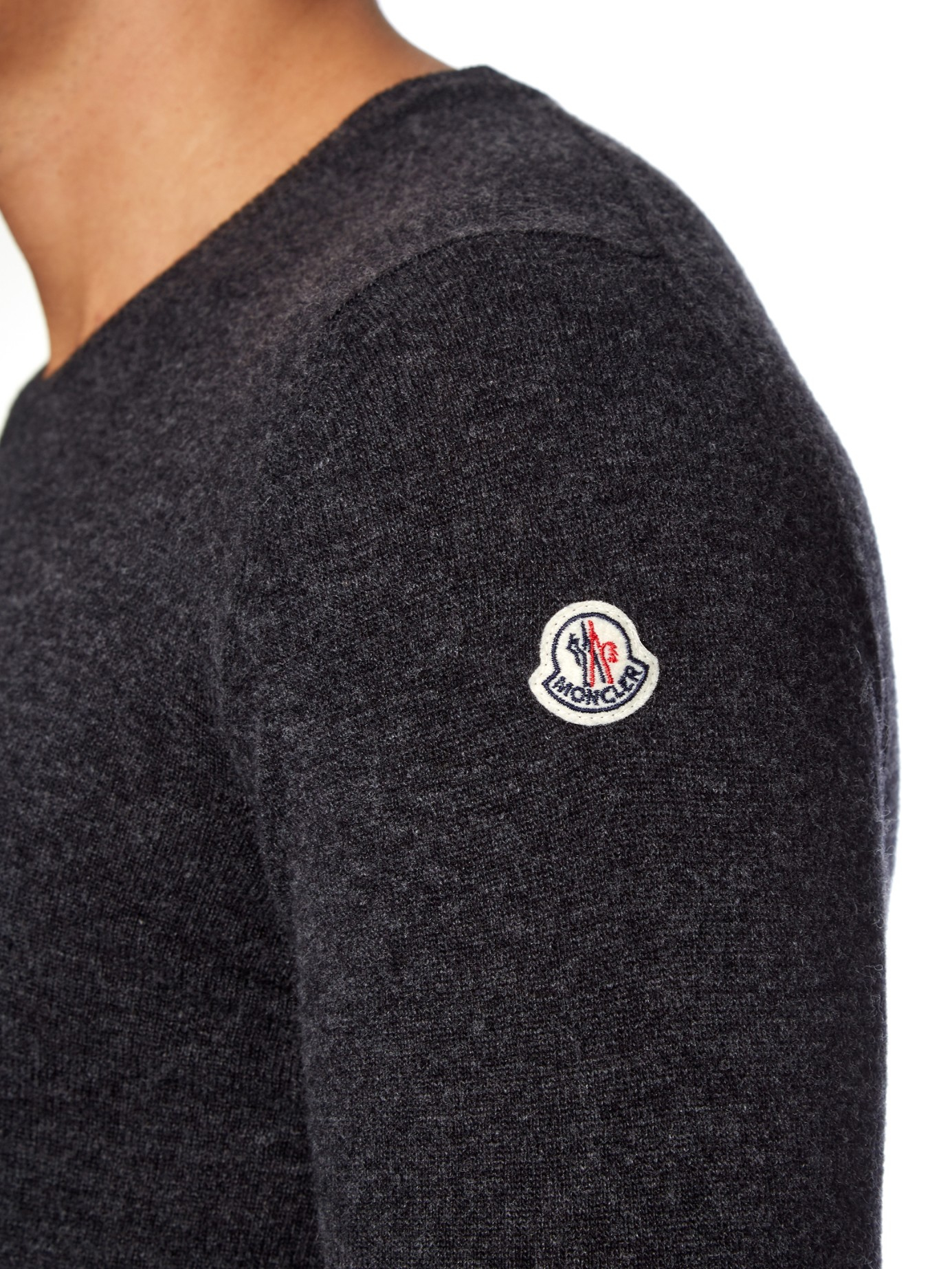 Moncler Crew-neck Wool Sweater in Charcoal (Grey) for Men - Lyst