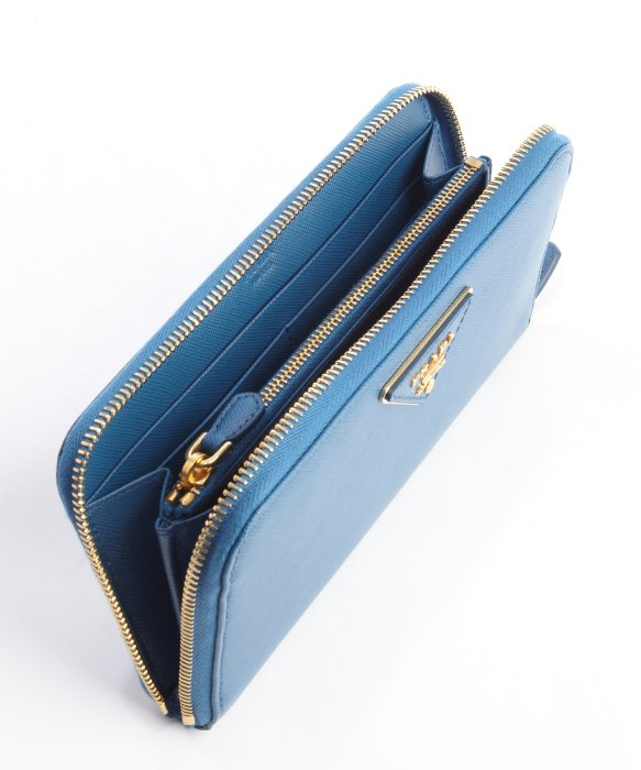 prada blue leather wallet  