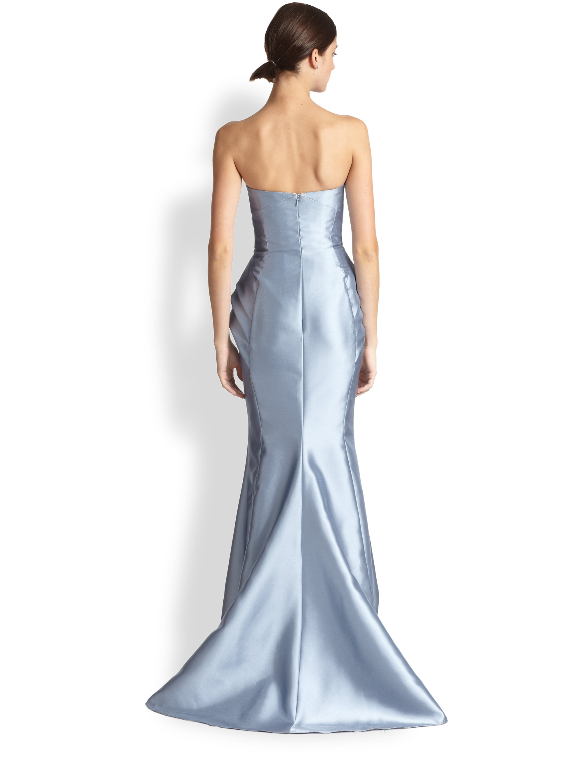 badgley mischka mikado strapless bow gown